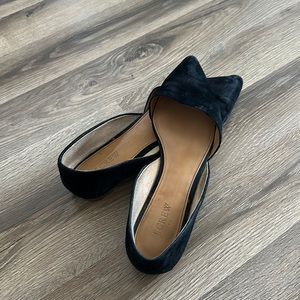 J Crew Factory faux suede black flats